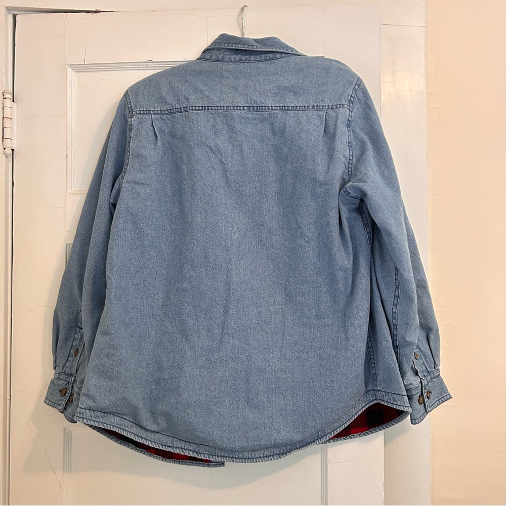 Woolrich Blanket Fleece Lined Jean Jacket Women’s Shacket Buffalo Plaid Sz M - Picture 6 of 10
